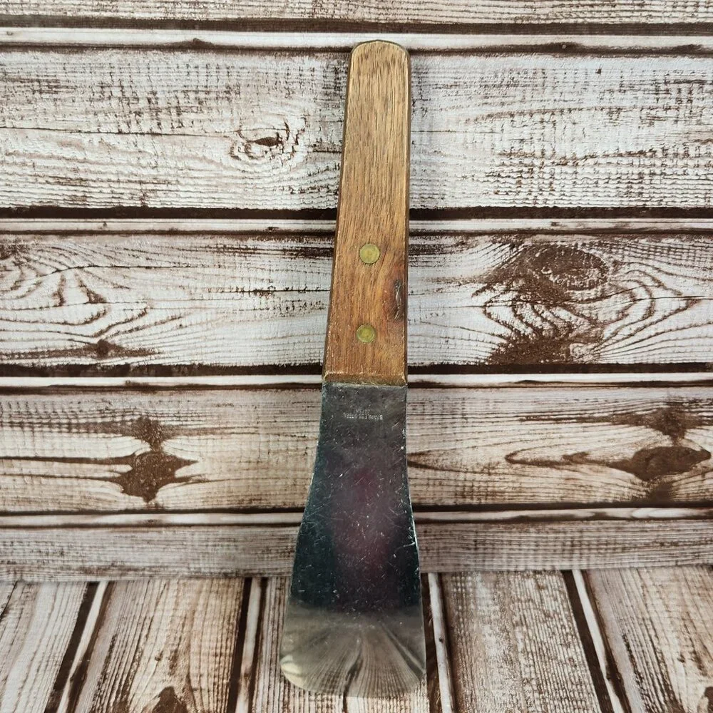 Vtg ICE CREAM SPADE SCOOP Stainless Steel Wooden Handle Japan Dwight ND Oil Co.